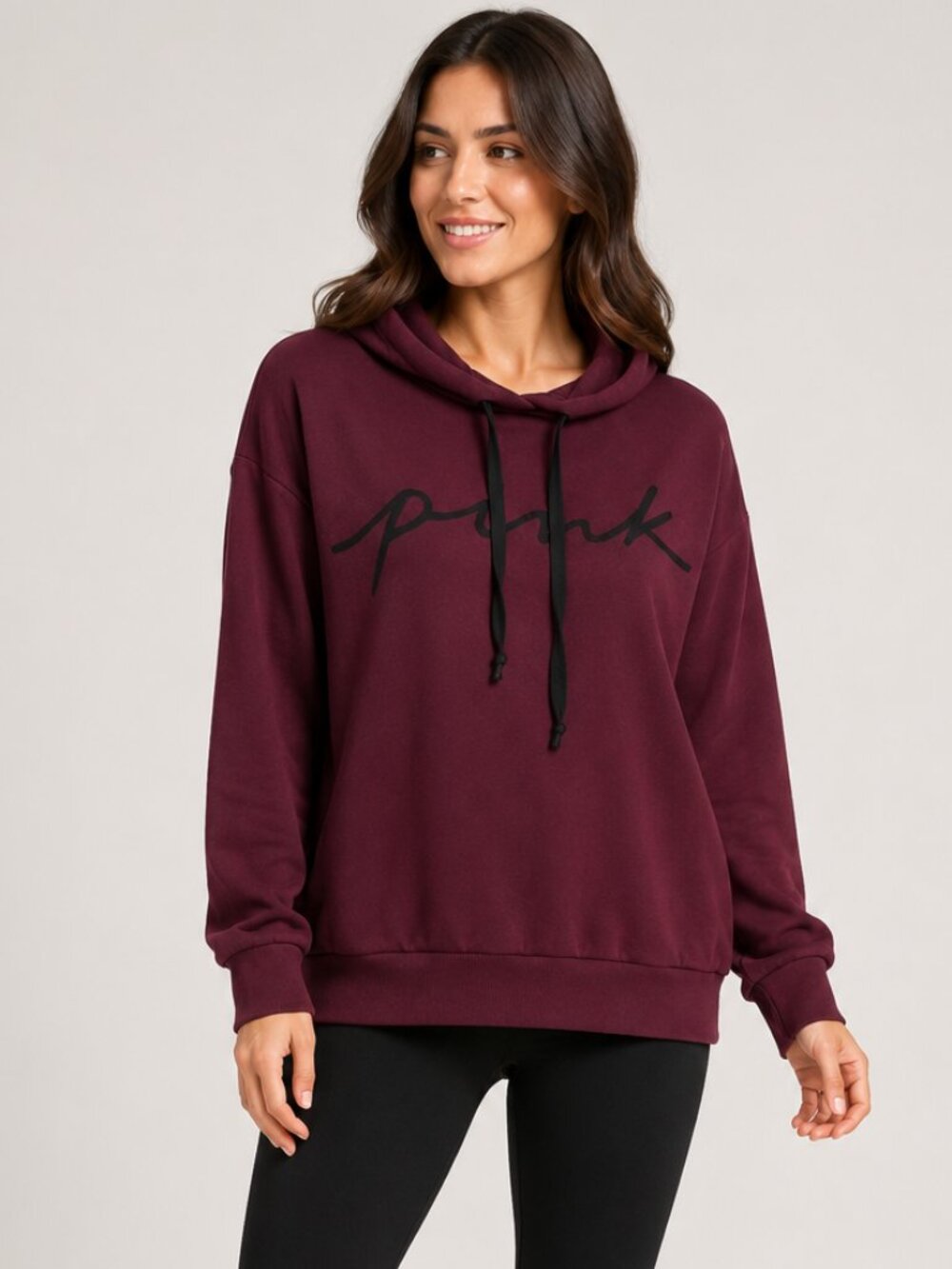 PINK Victoria’s Secret Burgundy Funnel Neck Pullover Sweatshirt Women’s M